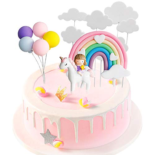 EACHPT Tortendeko Einhorn Geburtstag Kuchen Dekoration Wolke Regenbogen Luftballons Kuchen Topper Einhorn Tortendekoration Kit für Kinder Mädchen Junge Geburtstag Baby Shower Party von unbrand