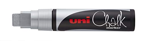 Uni-Ball 186611 - Fenster- & Kreidemarker UNI CHALK PWE-17K 15 mm, mit breiter Keilspitze, silber von Uni-Ball