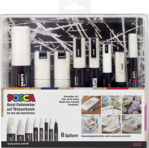 Faber-Castell uni-ball 186803 - POSCA Marker Spitzenset, weiß, 8er Set mit allen Spitzenvarianten Faber-Castell uni-ball 186803 - POSCA Marker Spitzenset, weiß, 8er Set mit allen Spitzenvarianten von Faber-Castell