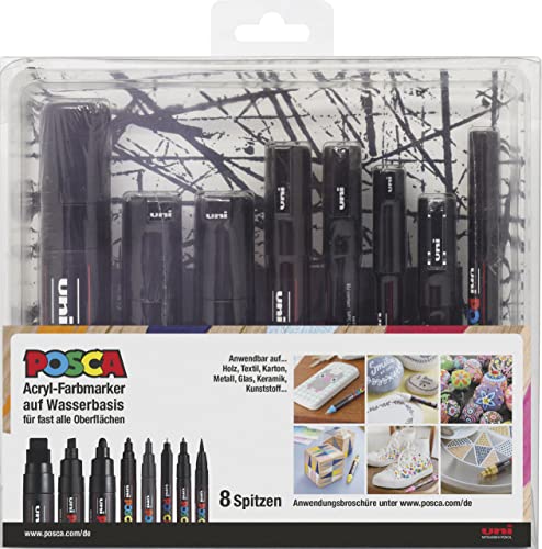 Faber-Castell uni-ball 186804 - POSCA Marker Spitzenset, schwarz, 8er Set mit allen Spitzenvarianten Faber-Castell uni-ball 186804 - POSCA Marker Spitzenset, schwarz, 8er Set mit allen Spitzenvarianten von Faber-Castell