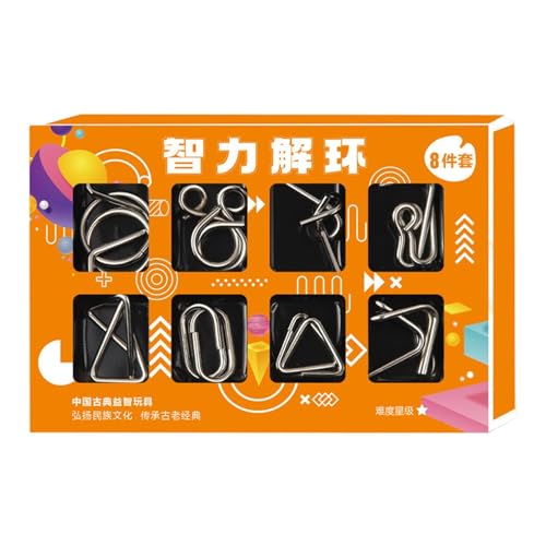 usefulbeauty Puzzles aus Metalldraht – Intelligenzspielzeug aus gegossenem Draht, 3D-Spule, 8 Stück, Metalldraht-Puzzle, Test De-Compression Toys Magic Toy, Puzzle von usefulbeauty