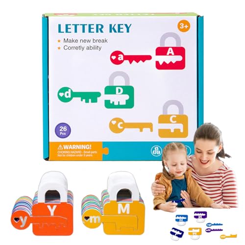usefulbeauty Zahlenzählung für Les, Buchstabenerkennung für Vorschulalter | Assoziationsspiel mit Schlüsseln und Buchstabenerkennungsschlössern aus Holz, Zubehör von usefulbeauty