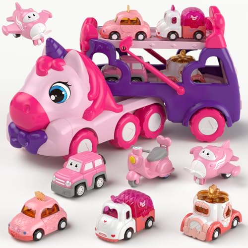 usrela 7-in-1 Prinzessin Transportwagen-LKW Spielzeug ab 2 3 Jahre Mädchen, 1-3 Jähriges Mädchen, Spielzeug Autos mit Licht und Musik, Geburtstagsgeschenke für 2 3 4 Mädchen usrela 7-in-1 Prinzessin Transportwagen-LKW Spielzeug ab 2 3 Jahre Mädchen, 1-3 Jähriges Mädchen, Spielzeug Autos mit Licht und Musik, Geburtstagsgeschenke für 2 3 4 Mädchen von usrela