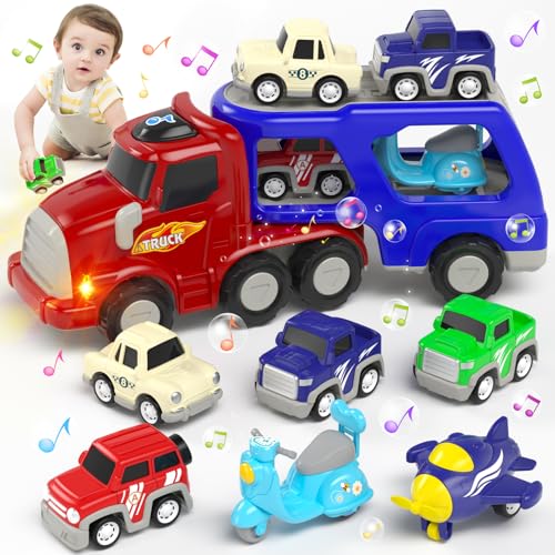usrela Spielzeug Auto für 3 4 5 Jahre Jungen, LKW Auto Spielzeug mit 6 Pull Back Auto Spielzeug, 7 in 1 Carrier Transporter mit Licht Musik, Geschenk für Kleinkinder Spielzeug Geburtstag Weihnachten usrela Spielzeug Auto für 3 4 5 Jahre Jungen, LKW Auto Spielzeug mit 6 Pull Back Auto Spielzeug, 7 in 1 Carrier Transporter mit Licht Musik, Geschenk für Kleinkinder Spielzeug Geburtstag Weihnachten von usrela