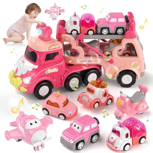 usrela Spielzeug Auto ab 2 3 jährige Mädchen Geburtstag, 7-in-1 Mädchen Transporter-LKW für Kleinkinder von 1 bis 3 Jahren, Spielzeugautos mit Licht und Musik Geburtstag für 3 4 Mädchen usrela Spielzeug Auto ab 2 3 jährige Mädchen Geburtstag, 7-in-1 Mädchen Transporter-LKW für Kleinkinder von 1 bis 3 Jahren, Spielzeugautos mit Licht und Musik Geburtstag für 3 4 Mädchen von usrela