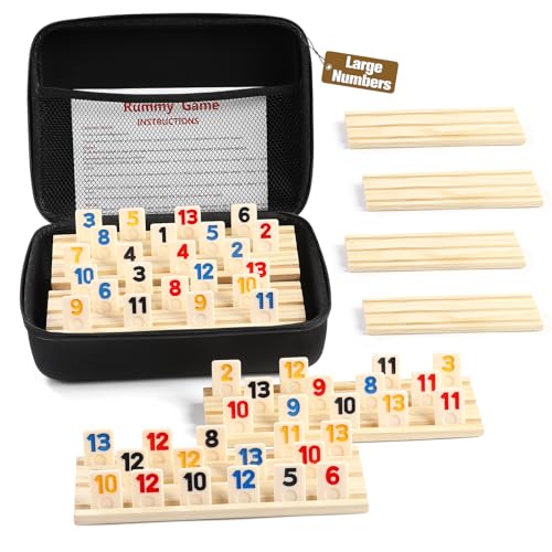 uvcany Rummy Cube 8-Spieler-Edition mit 8 Holzregalen/Tabletts, 214 große Zahlen, Rommé-Fliesen für 6–8 Spieler, Set mit Reißverschlusstasche, Reisespiel-Set mit 8 Spielstein-Haltern für Familie uvcany Rummy Cube 8-Spieler-Edition mit 8 Holzregalen/Tabletts, 214 große Zahlen, Rommé-Fliesen für 6–8 Spieler, Set mit Reißverschlusstasche, Reisespiel-Set mit 8 Spielstein-Haltern für Familie von uvcany
