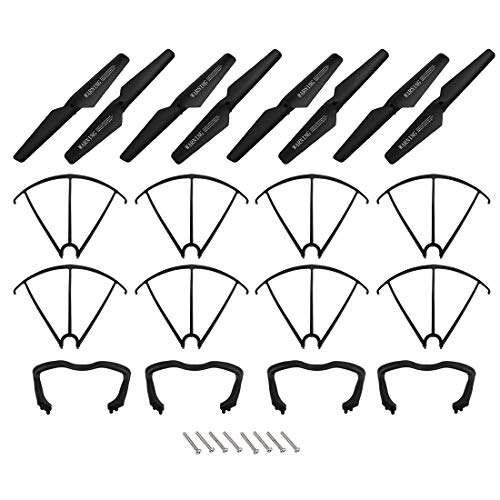 uxcell ABS Propeller CW CCW 4 Paar + 8 Schutzabdeckung + 4 Landekufen für SYMA X5C X5SC Quadcopter Drohne schwarz von uxcell