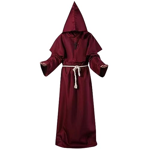 uxxnjfg Halloween Kostüm Mönch Priester Gewand Hexer Kostüm mit Kapuze Renaissance Cosplay Mittelalterliche Kapuze Herren Männer Karneval Mönchskutte Mittelalter Kleidung uxxnjfg Halloween Kostüm Mönch Priester Gewand Hexer Kostüm mit Kapuze Renaissance Cosplay Mittelalterliche Kapuze Herren Männer Karneval Mönchskutte Mittelalter Kleidung von uxxnjfg