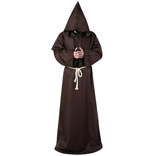 uxxnjfg Halloween Kostüm Mönch Priester Gewand Hexer Kostüm mit Kapuze Renaissance Cosplay Mittelalterliche Kapuze Herren Männer Karneval Mönchskutte Mittelalter Kleidung uxxnjfg Halloween Kostüm Mönch Priester Gewand Hexer Kostüm mit Kapuze Renaissance Cosplay Mittelalterliche Kapuze Herren Männer Karneval Mönchskutte Mittelalter Kleidung von uxxnjfg