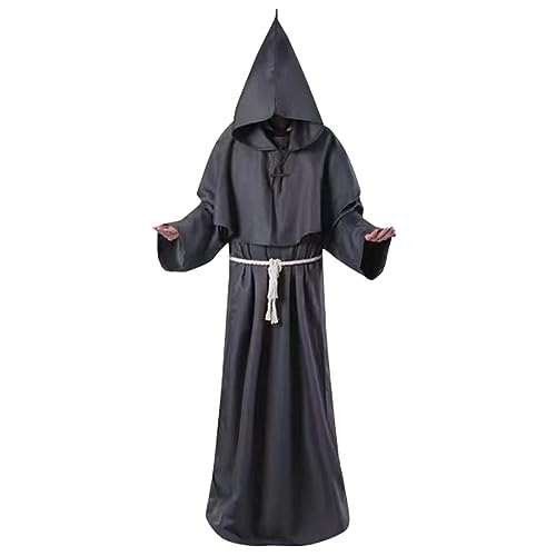 uxxnjfg Halloween Kostüm Mönch Priester Gewand Hexer Kostüm mit Kapuze Renaissance Cosplay Mittelalterliche Kapuze Herren Männer Karneval Mönchskutte Mittelalter Kleidung uxxnjfg Halloween Kostüm Mönch Priester Gewand Hexer Kostüm mit Kapuze Renaissance Cosplay Mittelalterliche Kapuze Herren Männer Karneval Mönchskutte Mittelalter Kleidung von uxxnjfg