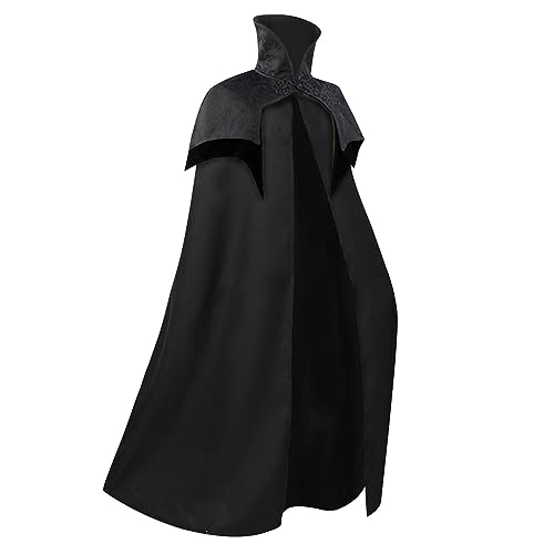 uxxnjfg Herren Umhang Vintage Mittelalter Kleid Wikinger König Renaissance Kleidung Halloween Kostüm Herren Böse Horror Kostüm Rave Festival Fasching Outfit Performance Cosplay Schwarz XL von uxxnjfg