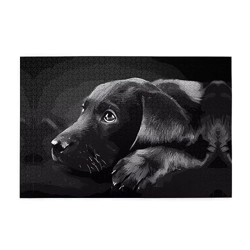 Personalisiertes Puzzle – Erstellen Sie ein individuelles Bilderpuzzle für Familienspaß und Entspannung, 1000 Teile, schwarzer Labrador-Welpe von vacsAX