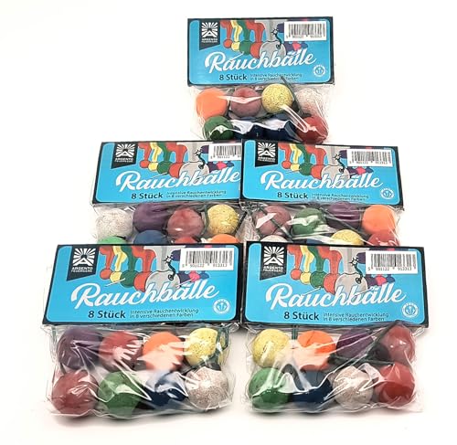 vama Funke Rauchbälle Smoke Balls Mixed im 8er Beutel, tolle Farben für die Größe, Outdoor draußen (5 Beutel) von vama