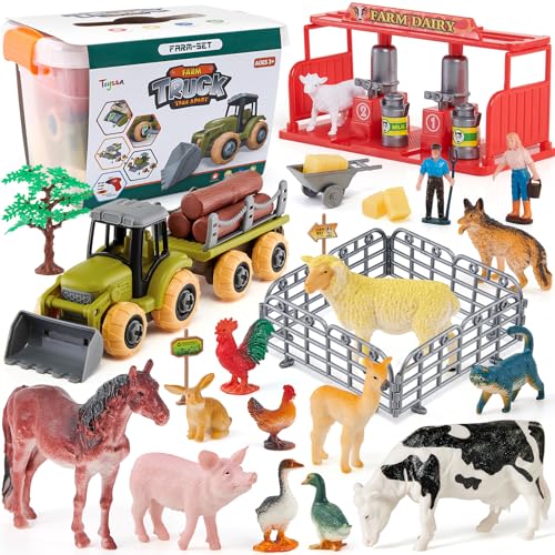 vamei Bauernhof Tiere Figuren Spielzeug ab 3 Jahre mit Traktor Spielzeug mit Anhänger, 12 Tierfiguren Set Zaun Kuhstall Mähdrescher Spielzeug, Bauernhof Kinder Spielzeug Geschenk 3 4 5 6 Jahre vamei Bauernhof Tiere Figuren Spielzeug ab 3 Jahre mit Traktor Spielzeug mit Anhänger, 12 Tierfiguren Set Zaun Kuhstall Mähdrescher Spielzeug, Bauernhof Kinder Spielzeug Geschenk 3 4 5 6 Jahre von vamei