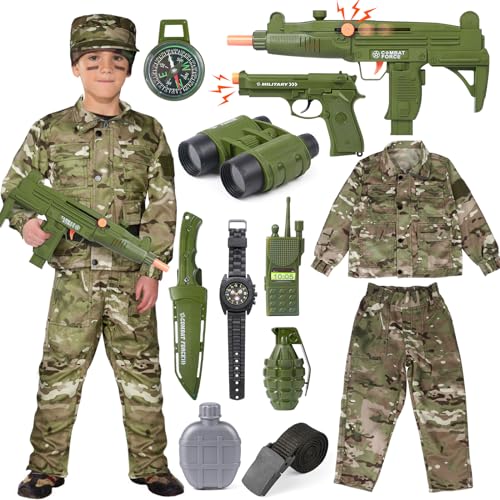 Vamei 13stk. Militär Kostüm Kinder Armee Uniform Soldaten Kostüm für Kinder Armee Kostüm Militär Anzug Kinder mit Walkie-Talkie Maschinenpistole Militärspielzeug Tarnmütze für Kinder Junge 10-11 Jahre Vamei 13stk. Militär Kostüm Kinder Armee Uniform Soldaten Kostüm für Kinder Armee Kostüm Militär Anzug Kinder mit Walkie-Talkie Maschinenpistole Militärspielzeug Tarnmütze für Kinder Junge 10-11 Jahre von vamei
