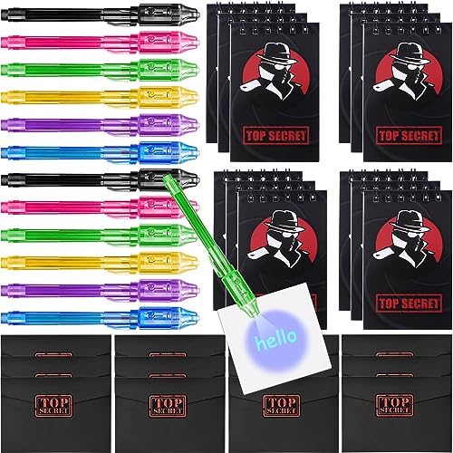 vamei 48 Stück UV Stift Zauberstifte Kinder UV Licht Notizbuch Detektiv Set Entdecker Kinder Mitgebsel Kindergeburtstag Detektiv Geburtstag Give Aways Kindergeburtstag Gastgeschenk Kinder von vamei