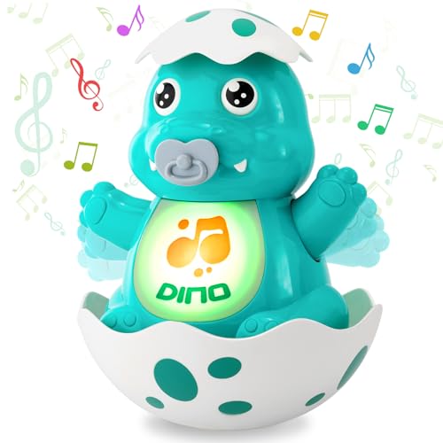 vamei Dinosaurier Baby Spielzeug ab 6 12 Monate Krabbel Spielzeug mit Musik und Licht Musikalische Spielzeuge Interaktives Stehaufmännchen Spielzeug Geschenk Mädchen Jungen ab 1 2 Jahre von vamei