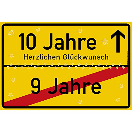 vanva 10 Geburtstag Schild - Ortsschild Herzlichen Glückwunsch 30x20 cm - Lustige Geschenke oder Dekoration - Party Deko Geschenkideen für den 10 Geburtstag Gelb vanva 10 Geburtstag Schild - Ortsschild Herzlichen Glückwunsch 30x20 cm - Lustige Geschenke oder Dekoration - Party Deko Geschenkideen für den 10 Geburtstag Gelb von vanva