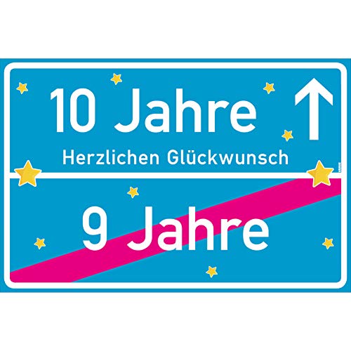 vanva 10 Geschenk Mädchen Schild mit Spruch Herzlichen Glückwunsch Ortsschild Türkis von vanva