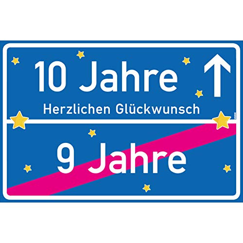 vanva 10 Jahre Herzlichen Glückwunsch Schild - Dekoration Partydeko Geschenk für den 10 Geburtstag Dunkelblau von vanva