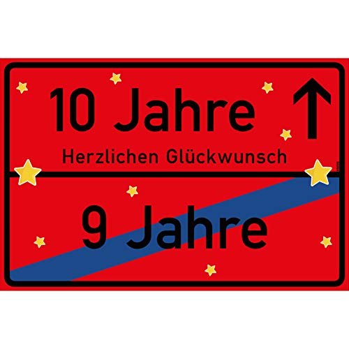 vanva 10 Jahre Party Deko Schild für den 10 Geburtstag Mädchen und Jungen Herzlichen Glückwunsch Spruch im Ortsschild Design Rot vanva 10 Jahre Party Deko Schild für den 10 Geburtstag Mädchen und Jungen Herzlichen Glückwunsch Spruch im Ortsschild Design Rot von vanva