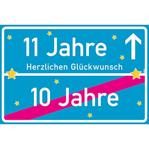 vanva 11 Geschenk Mädchen Schild mit Spruch Herzlichen Glückwunsch Ortsschild Türkis von vanva