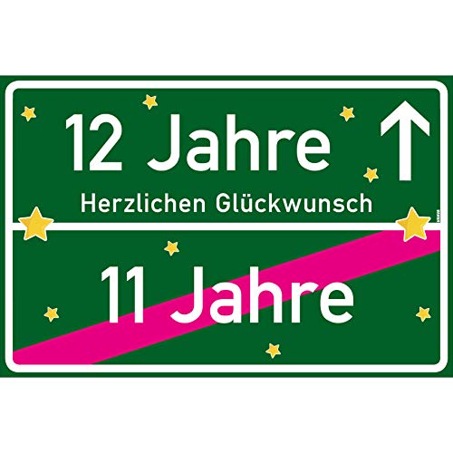 vanva 12 Geschenk Junge Schild mit Spruch Herzlichen Glückwunsch Ortsschild Dunkelgrün von vanva