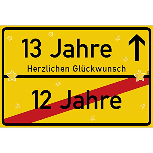 vanva 13 Geburtstag Schild - Ortsschild Herzlichen Glückwunsch 30x20 cm - Lustige Geschenke oder Dekoration - Party Deko Geschenkideen für den 13 Geburtstag Gelb vanva 13 Geburtstag Schild - Ortsschild Herzlichen Glückwunsch 30x20 cm - Lustige Geschenke oder Dekoration - Party Deko Geschenkideen für den 13 Geburtstag Gelb von vanva