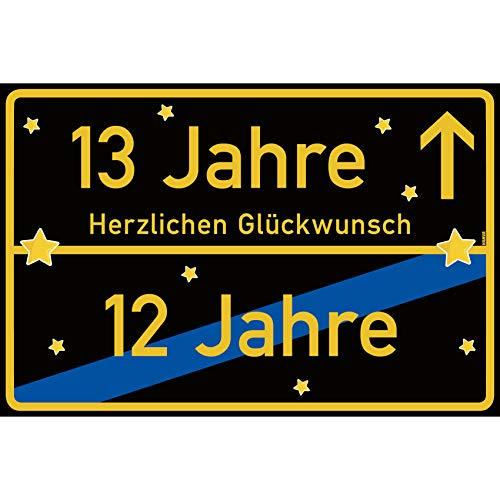 vanva 13 Geburtstag Schild - Ortsschild Herzlichen Glückwunsch 30x20 cm - Lustige Geschenke oder Dekoration - Party Deko Geschenkideen für den 13 Geburtstag Schwarz vanva 13 Geburtstag Schild - Ortsschild Herzlichen Glückwunsch 30x20 cm - Lustige Geschenke oder Dekoration - Party Deko Geschenkideen für den 13 Geburtstag Schwarz von vanva