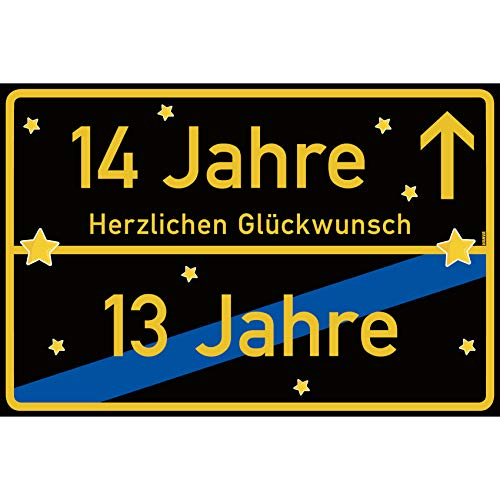 vanva 14 Geburtstag Schild - Ortsschild Herzlichen Glückwunsch 30x20 cm - Lustige Geschenke oder Dekoration - Party Deko Geschenkideen für den 14 Geburtstag Schwarz vanva 14 Geburtstag Schild - Ortsschild Herzlichen Glückwunsch 30x20 cm - Lustige Geschenke oder Dekoration - Party Deko Geschenkideen für den 14 Geburtstag Schwarz von vanva