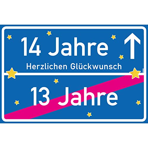 vanva 14 Jahre Herzlichen Glückwunsch Schild - Dekoration Partydeko Geschenk für den 14 Geburtstag Dunkelblau von vanva