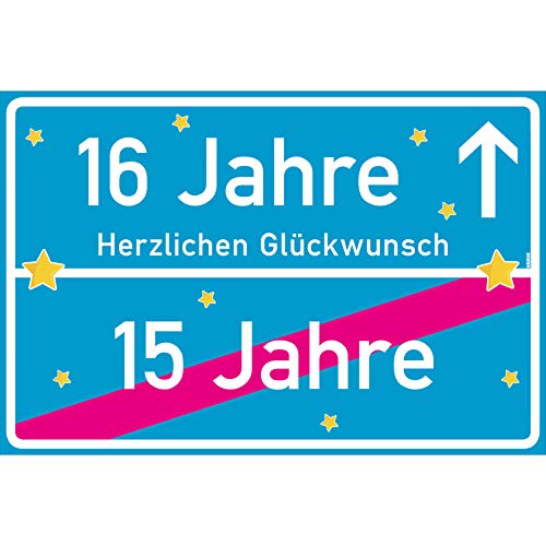 vanva 16 Geschenk Mädchen Schild mit Spruch Herzlichen Glückwunsch Ortsschild Türkis vanva 16 Geschenk Mädchen Schild mit Spruch Herzlichen Glückwunsch Ortsschild Türkis von vanva