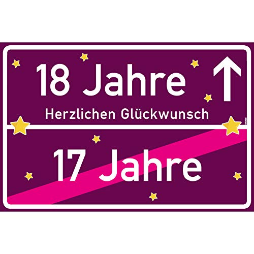 vanva 18 Geschenk Mädchen Schild mit Spruch Herzlichen Glückwunsch Ortsschild Violett vanva 18 Geschenk Mädchen Schild mit Spruch Herzlichen Glückwunsch Ortsschild Violett von vanva