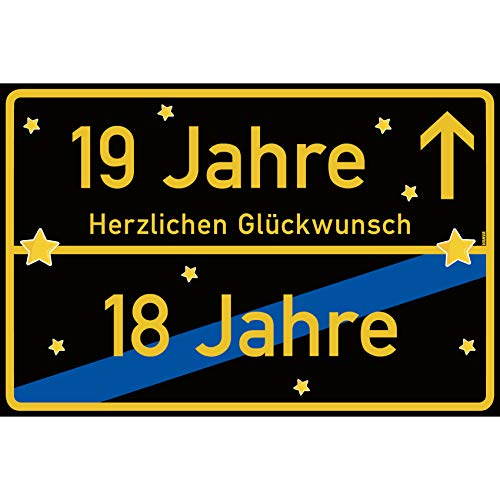 vanva 19 Geburtstag Schild - Ortsschild Herzlichen Glückwunsch 30x20 cm - Lustige Geschenke oder Dekoration - Party Deko Geschenkideen für den 19 Geburtstag Schwarz vanva 19 Geburtstag Schild - Ortsschild Herzlichen Glückwunsch 30x20 cm - Lustige Geschenke oder Dekoration - Party Deko Geschenkideen für den 19 Geburtstag Schwarz von vanva