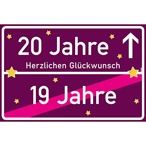 vanva 20 Geschenk Mädchen Schild mit Spruch Herzlichen Glückwunsch Ortsschild Violett von vanva