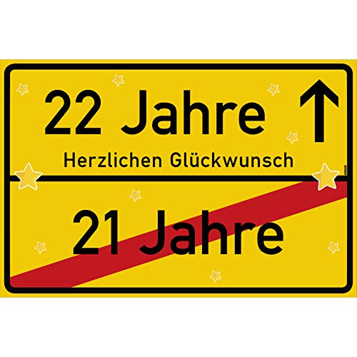 vanva 22 Geburtstag Schild - Ortsschild Herzlichen Glückwunsch 30x20 cm - Lustige Geschenke oder Dekoration - Party Deko Geschenkideen für den 22 Geburtstag Gelb vanva 22 Geburtstag Schild - Ortsschild Herzlichen Glückwunsch 30x20 cm - Lustige Geschenke oder Dekoration - Party Deko Geschenkideen für den 22 Geburtstag Gelb von vanva