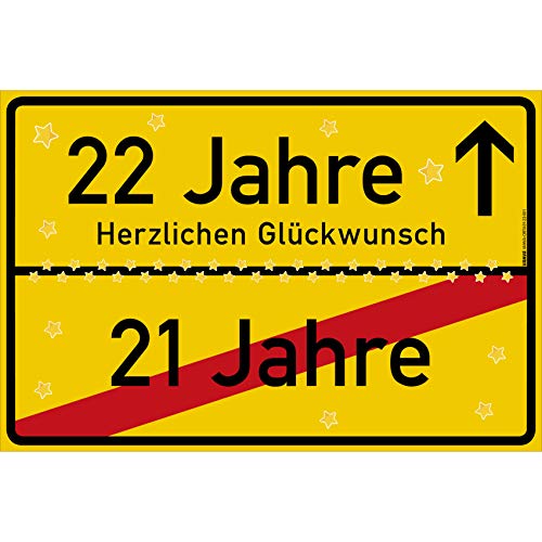 vanva 22 Geburtstag Schild - Ortsschild Herzlichen Glückwunsch 30x20 cm - Lustige Geschenke oder Dekoration - Party Deko Geschenkideen für den 22 Geburtstag Gelb vanva 22 Geburtstag Schild - Ortsschild Herzlichen Glückwunsch 30x20 cm - Lustige Geschenke oder Dekoration - Party Deko Geschenkideen für den 22 Geburtstag Gelb von vanva