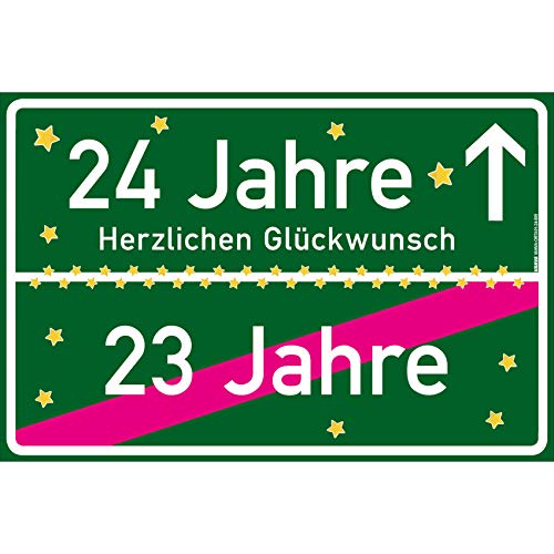 vanva 24 Geschenk Junge Schild mit Spruch Herzlichen Glückwunsch Ortsschild Geschenk für Sohn 24 Jahre Party Deko Geschenkideen für den 24 Geburtstag Dunkelgrün von vanva