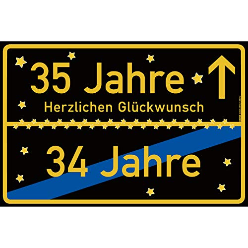 vanva 35 Geburtstag Schild - Ortsschild Herzlichen Glückwunsch 30x20 cm - Lustige Geschenke für Frauen 35 Jahre oder Dekoration - Party Deko Geschenkideen für den 35 Geburtstag Schwarz vanva 35 Geburtstag Schild - Ortsschild Herzlichen Glückwunsch 30x20 cm - Lustige Geschenke für Frauen 35 Jahre oder Dekoration - Party Deko Geschenkideen für den 35 Geburtstag Schwarz von vanva