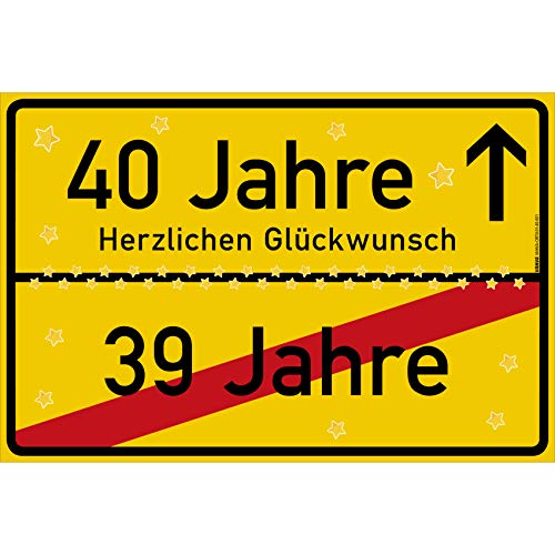 vanva 40 Geburtstag Schild - Ortsschild Herzlichen Glückwunsch 30x20 cm - Lustige Geschenke oder Dekoration - Party Deko Geschenkideen für den 40 Geburtstag Gelb vanva 40 Geburtstag Schild - Ortsschild Herzlichen Glückwunsch 30x20 cm - Lustige Geschenke oder Dekoration - Party Deko Geschenkideen für den 40 Geburtstag Gelb von vanva