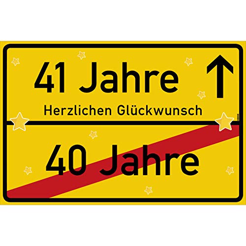 vanva 41 Geburtstag Schild - Ortsschild Herzlichen Glückwunsch 30x20 cm - Lustige Geschenke oder Dekoration - Party Deko Geschenkideen für den 41 Geburtstag Gelb vanva 41 Geburtstag Schild - Ortsschild Herzlichen Glückwunsch 30x20 cm - Lustige Geschenke oder Dekoration - Party Deko Geschenkideen für den 41 Geburtstag Gelb von vanva