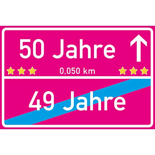 vanva 50 Geburtstag Geschenk Schild 300 x 200 x 3mm Ortsschild Dekoration Geschenke zum 50. Geburtstag Männer und Frauen Pink von vanva
