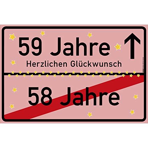 vanva 59 Jahre Party Deko Schild für den 59 Geburtstag Mädchen und Jungen Herzlichen Glückwunsch Spruch im Ortsschild Design Geschenk für Frauen 59 Jahre Party Deko Geschenkideen 59 Geburtstag Rosa von vanva