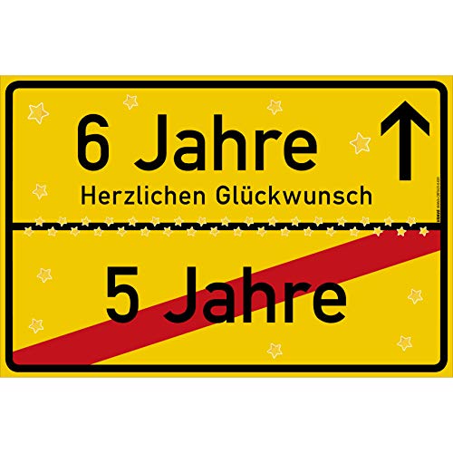 vanva 6 Geburtstag Schild - Ortsschild Herzlichen Glückwunsch 30x20 cm - Lustige Geschenke oder Dekoration - Party Deko Geschenkideen für den 6 Geburtstag Gelb vanva 6 Geburtstag Schild - Ortsschild Herzlichen Glückwunsch 30x20 cm - Lustige Geschenke oder Dekoration - Party Deko Geschenkideen für den 6 Geburtstag Gelb von vanva