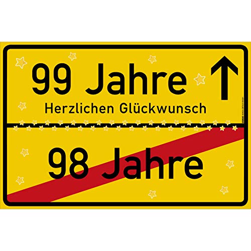 vanva 99 Geburtstag Schild - Ortsschild Herzlichen Glückwunsch 30x20 cm - Lustige Geschenke oder Dekoration - Party Deko Geschenkideen für den 99 Geburtstag Gelb vanva 99 Geburtstag Schild - Ortsschild Herzlichen Glückwunsch 30x20 cm - Lustige Geschenke oder Dekoration - Party Deko Geschenkideen für den 99 Geburtstag Gelb von vanva