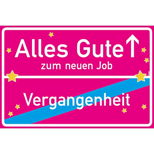 vanva Alles Gute zum neuen Job Ortsschild Neuer Job Schild 30x20 cm Viel Erfolg Karte Abschied Kollegin Pink von vanva