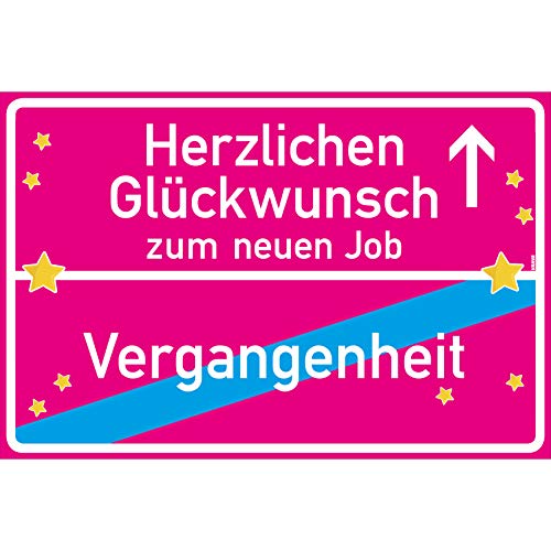 vanva Herzlichen Glückwunsch zum neuen Job Ortsschild Neuer Job Schild 30x20 cm Viel Erfolg Karte Abschied Kollegin Pink von vanva