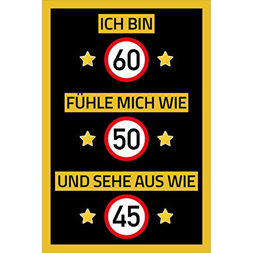vanva Ich bin 60 Schild fühle Mich wie 50 Schild Sehe aus wie 45 Geburtstag Dekoration Freund Freundin Geschenkidee Männer Geburtstagsparty Frauen Geschenke Partydeko Fotobox Requisiten Schwarz Gelb vanva Ich bin 60 Schild fühle Mich wie 50 Schild Sehe aus wie 45 Geburtstag Dekoration Freund Freundin Geschenkidee Männer Geburtstagsparty Frauen Geschenke Partydeko Fotobox Requisiten Schwarz Gelb von vanva