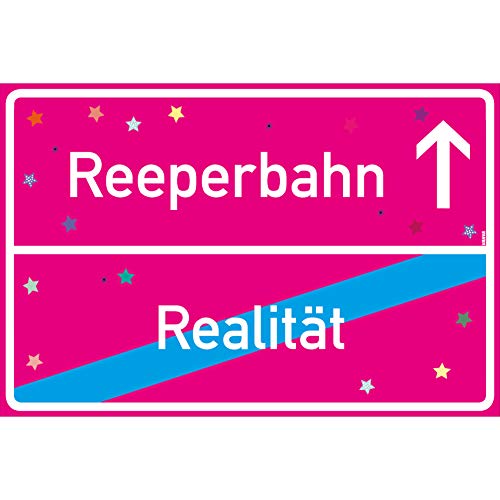 vanva Reeperbahn Schild Realität Ortsschild Reeperbahn Realität Pink 300x200mm - Lustige Geschenke oder Dekoration - Party Deko Geschenkideen von vanva
