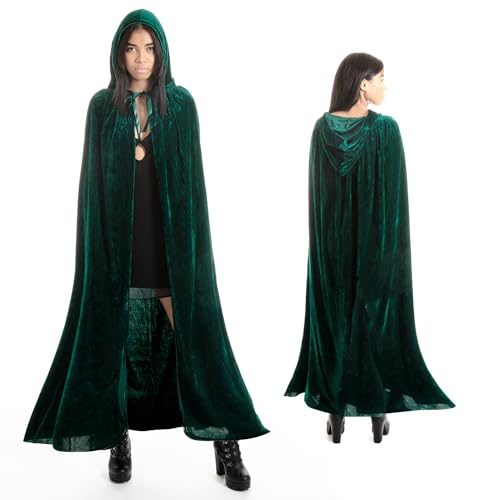 Langer Umhang mit Kapuze Samt Vampirkostüm Halloween Mittelalterlicher Umhang Kostüm für Karneval und Halloween - Umhang Erwachsenenkostüm für Unisex Damen und Herren (Grün 170cm) von various